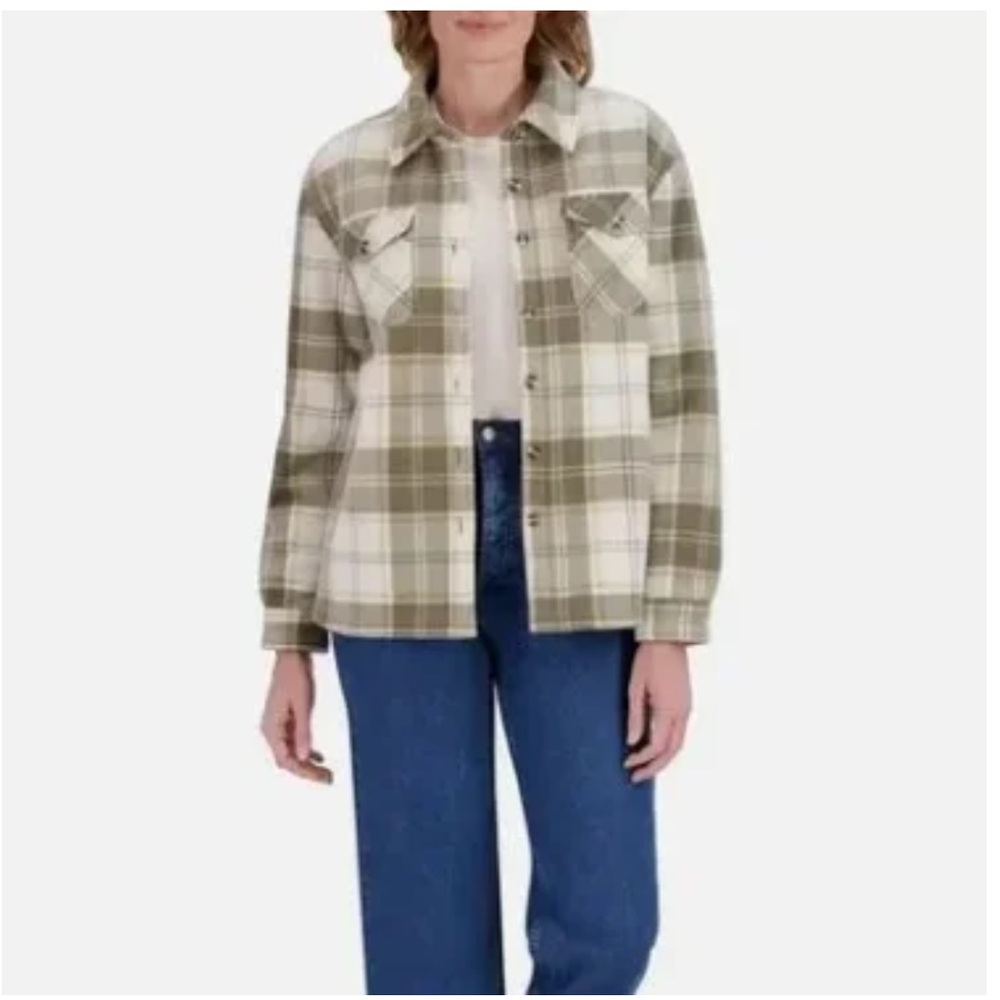 NWT Sage Collective Women's Plush Shirt Jacket Green XL